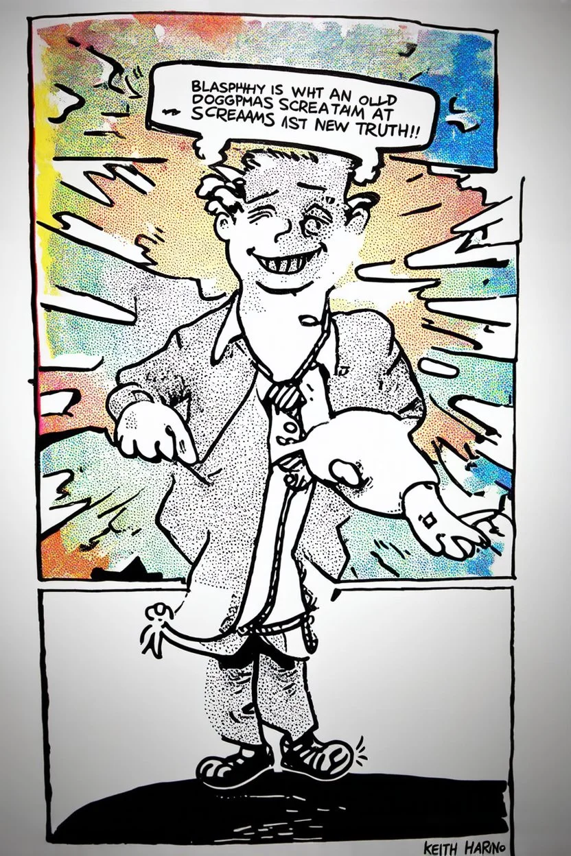 Blasphemy is what an old dogma screams at a new truth; Keith Haring
