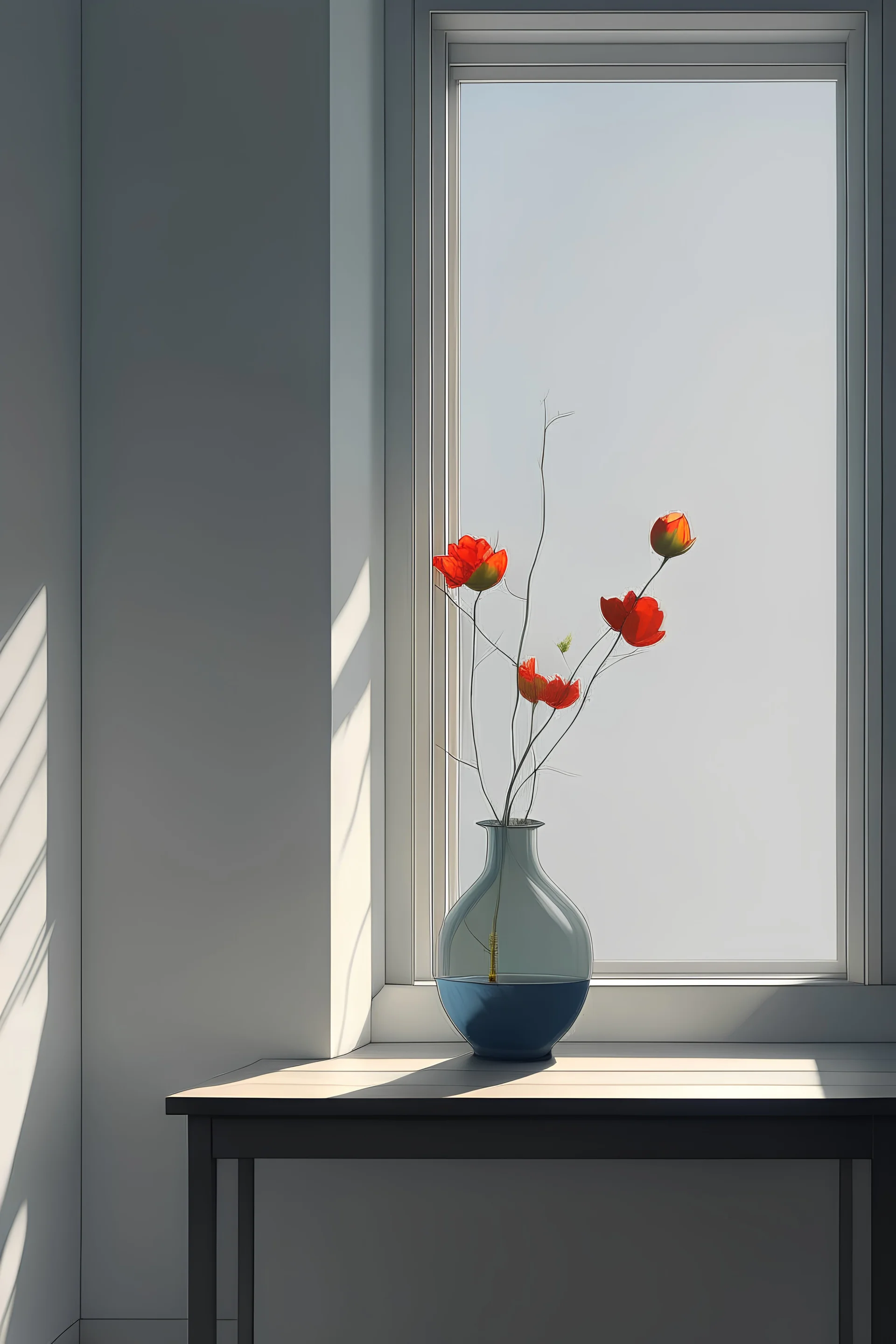 minimalist painting aesthetic a window, Flower in Vase