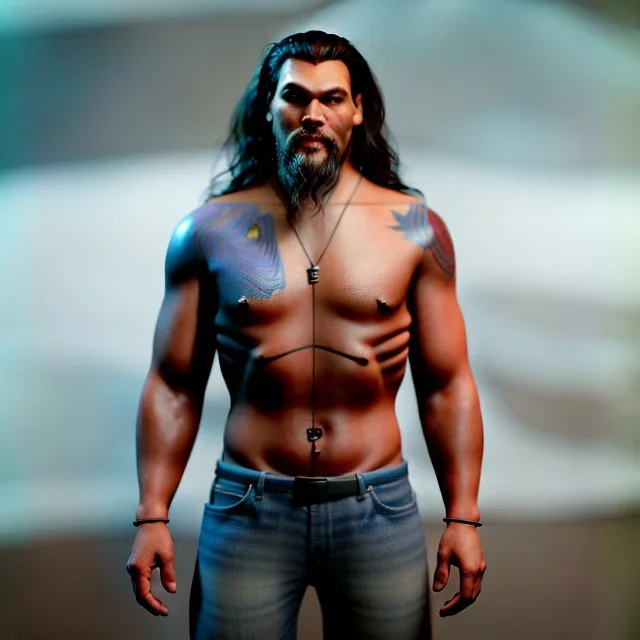 Jason Momoa toddler, full body, dramatic lighting, hyper realistic