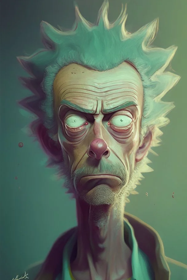 A portrait of Rick from Rick and Morty, human