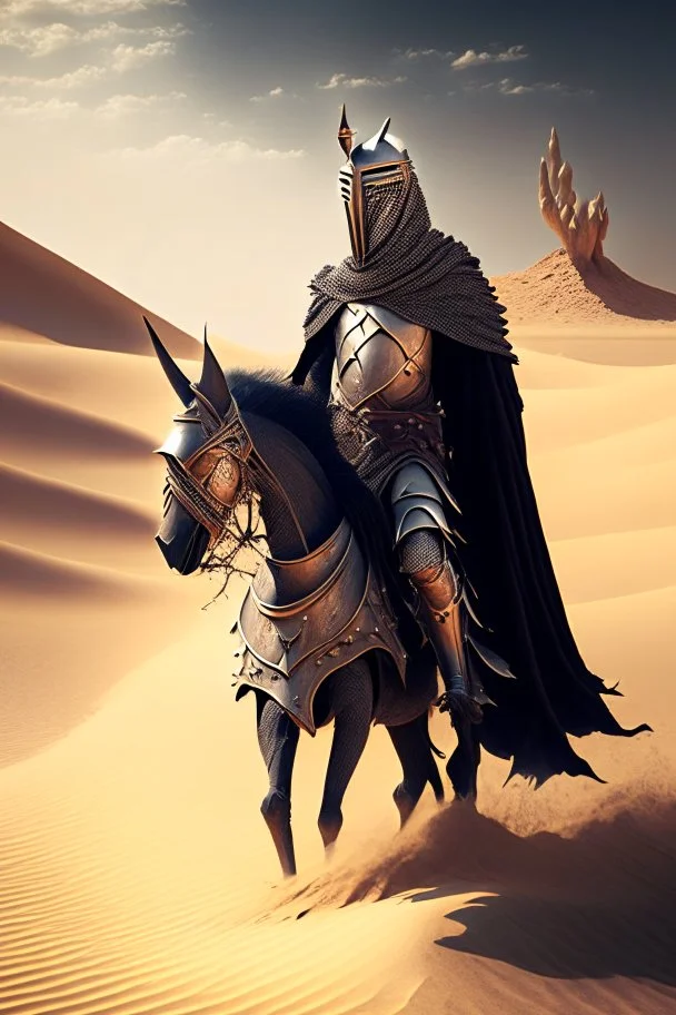 royal knight roaming a desert