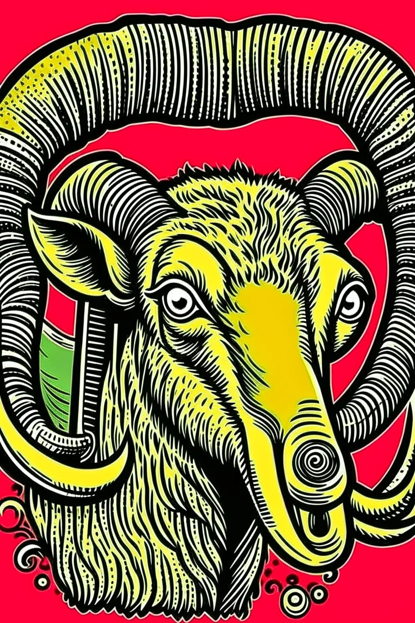 Vintage pop art style, horn of a ram