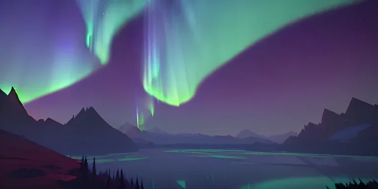 Mountaintop, aurora borealis