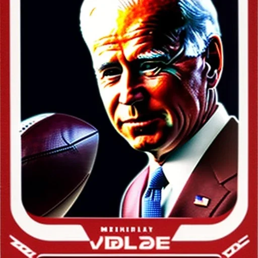 Biden as a football player trading card helmet