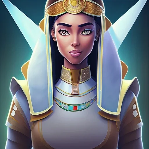 a Portrait of Egyptian queen Nefertiti as lenged of korra art style