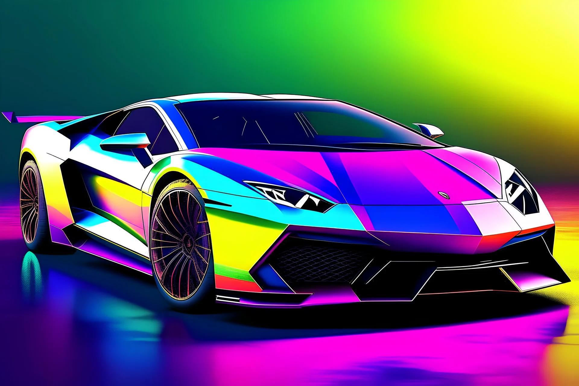 A professional 3D image of a Lamborghini car in beautiful colors