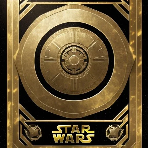 super embossed and photorealistic "STAR WARS" text, caption, shiny, photorealistic gold and silver and black metallic, reflective, centered, intricate