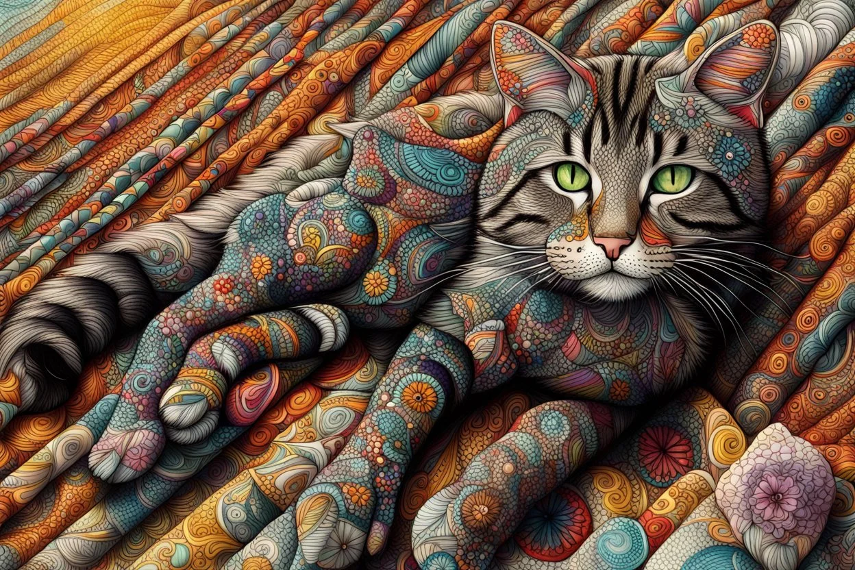 Cat on a hot tin roof- Zentangle style Modifiers: colourful