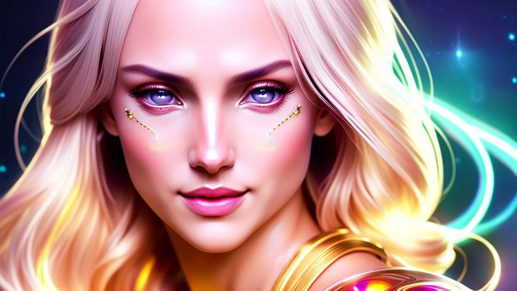 Lexica Aperture v2 Hyper detailed ultra sharp, trending on artstation, vibrant aesthetic, smiling blonde ethereal subtle (((smiling)))+++ luminous heavenly asian goddess, angel, extra-terestrial, wide crystaline eyes, colorful, psychedelic, ornate, intricate, digital painting, concept art, smooth, sharp focus, illustration, not human anthropomorphic alien cyborg, art by artgerm and greg rutkowski, louis royo, salvador dali, 8 k, unreal engine 4