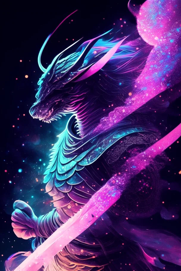 Fierce Magical dragon in space