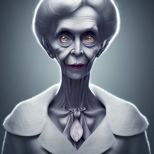 extrem tim burton style of old cruel lady stepmother, sharp focus