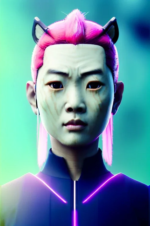 portrait, Asian cyborg woman, samurai warrior :: symmetry photography, cyberpunk style, cyborg eyes, pink hair, wires conveying, perfect eyes, samurai helmet, tiger mask, black samurai army, katana, japanese traditional ornaments, pink, white, black, glow eyes, cinematic, Ultra realistic, dark scene, soft color, highly detailed, unreal engine 5, RTX, ultra detail, 3d, finely drawn, high definition.