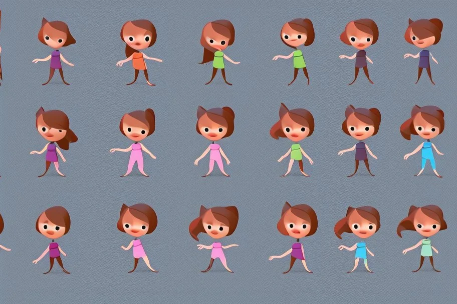 make a bunch of simple cute cartoon characters with bodies arms, and legs I could draw and make them all different