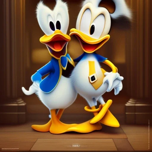 Mystery Donald duck, Ambiance dramatique, hyperrealisme, 8k, high quality, lot of details, fit within portrait