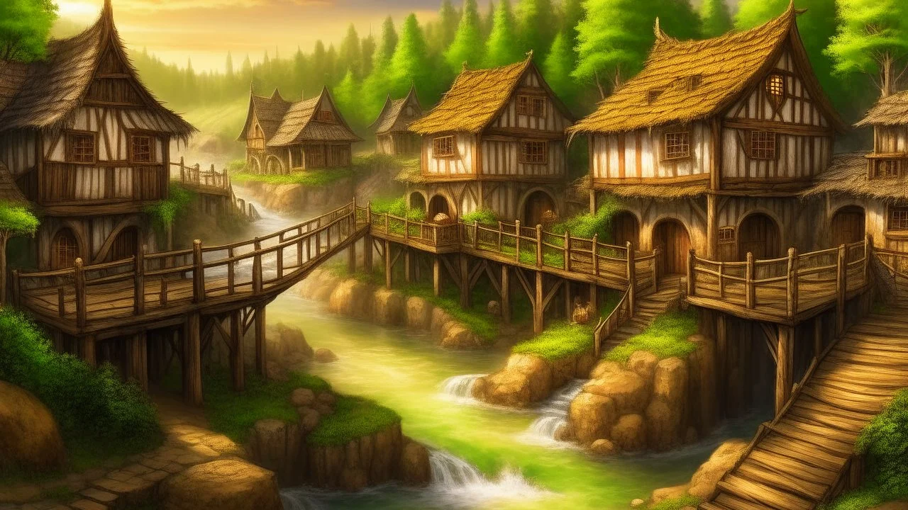 Fantasy art: new dam in the village