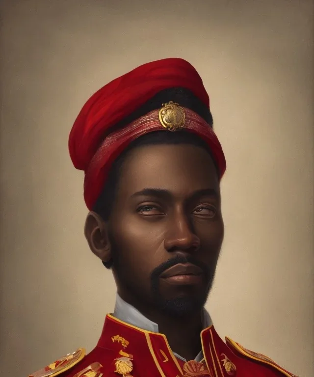 Negro Felipe, african slave, red uniform, red headband, short beard