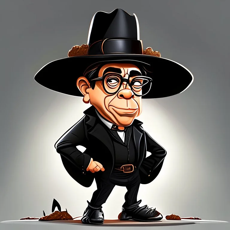 Caricatura de Gustavo Petro cuerpo completo Sombrero grande zapatos ferragamo negros arte Bauhous obra de arte detallado 4k