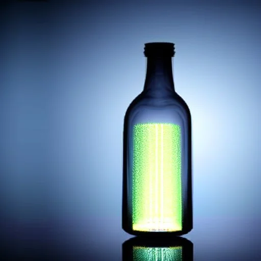 A digital message in a glass bottle. The message is the creation of artificial intelligence.