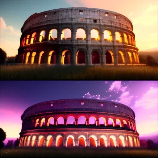The Colosseum, İtalya, sunset, rainbow sunset