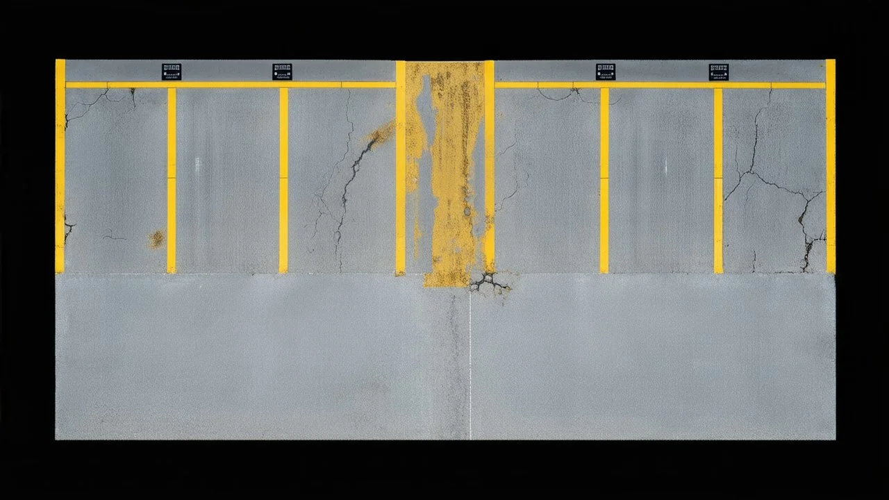 Ground layout for a covered parking lot. Add skid-marks, oil ground stains, fine cracks and weathering. and make a little darker