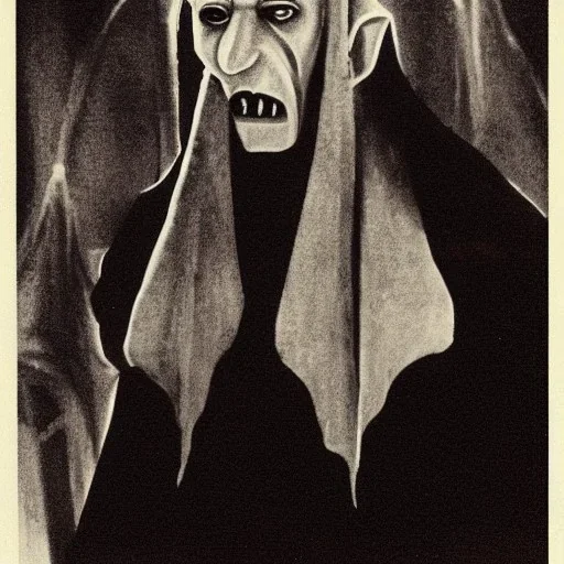 Nosferatu vampire with tentacle beard hair and vampire fangs as a Russian Orthodox priest