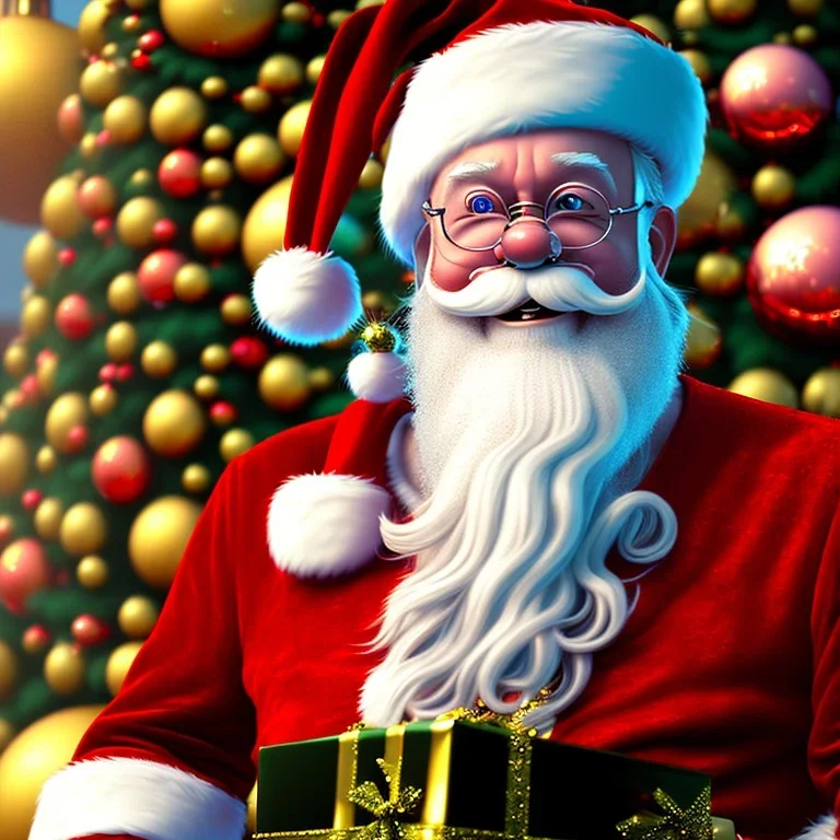  octane render, 8k, high detail, Santa , portrait, jolly, metallic