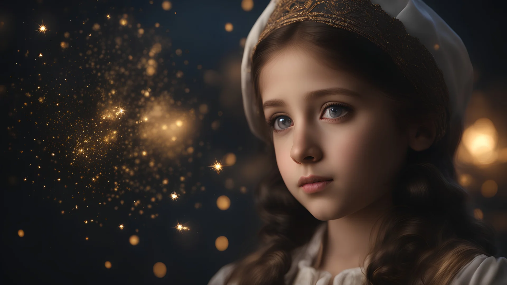 little young Jewish girl, peaceful, gentle, calm, wise, facing camera, traditional Jewish costume, perfect eyes, exquisite composition, night scene, fireflies, moon, stars, beautiful intricate insanely detailed octane render, trending on artstation, 8k artistic photography, photorealistic concept art, soft natural volumetric cinematic perfect light, chiaroscuro, award-winning photograph, masterpiece, raphael, caravaggio, William-Adolphe Bouguereau, alma-tadema