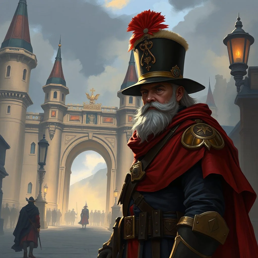 a town guard outside the city gates fantasy portrait