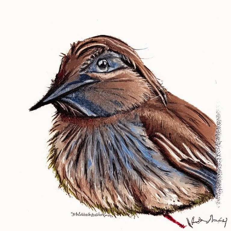 Portrait of a dunnock with art markers