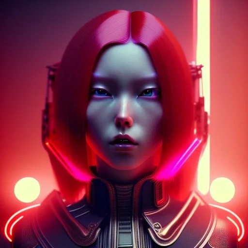 Red hair Woman, samurai, cyberpunk, neon, highly detailed, art stations, concept art, smooth, unreal engine 5, god rays, ray tracing, RTX, nanite polygons, lumen lighting, ultra detail, volumetric lighting, 3d, finely drawn, high definition, high resolution, gradient background