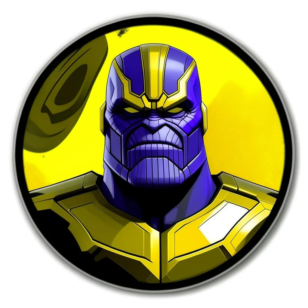 thanos logo animated inside a medalion