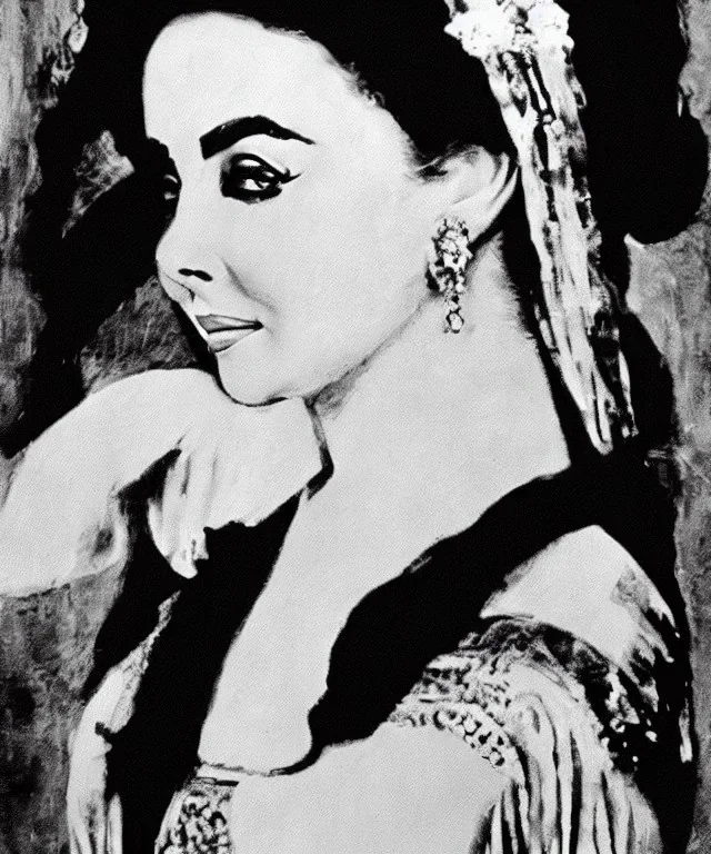 Beautiful k elizabeth taylor potrait like monalisa