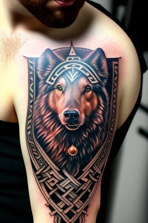 Norse, calf tattoo design, highly detailed close up shot, 8k, HDR, clear picture, highly detailed, high resolution