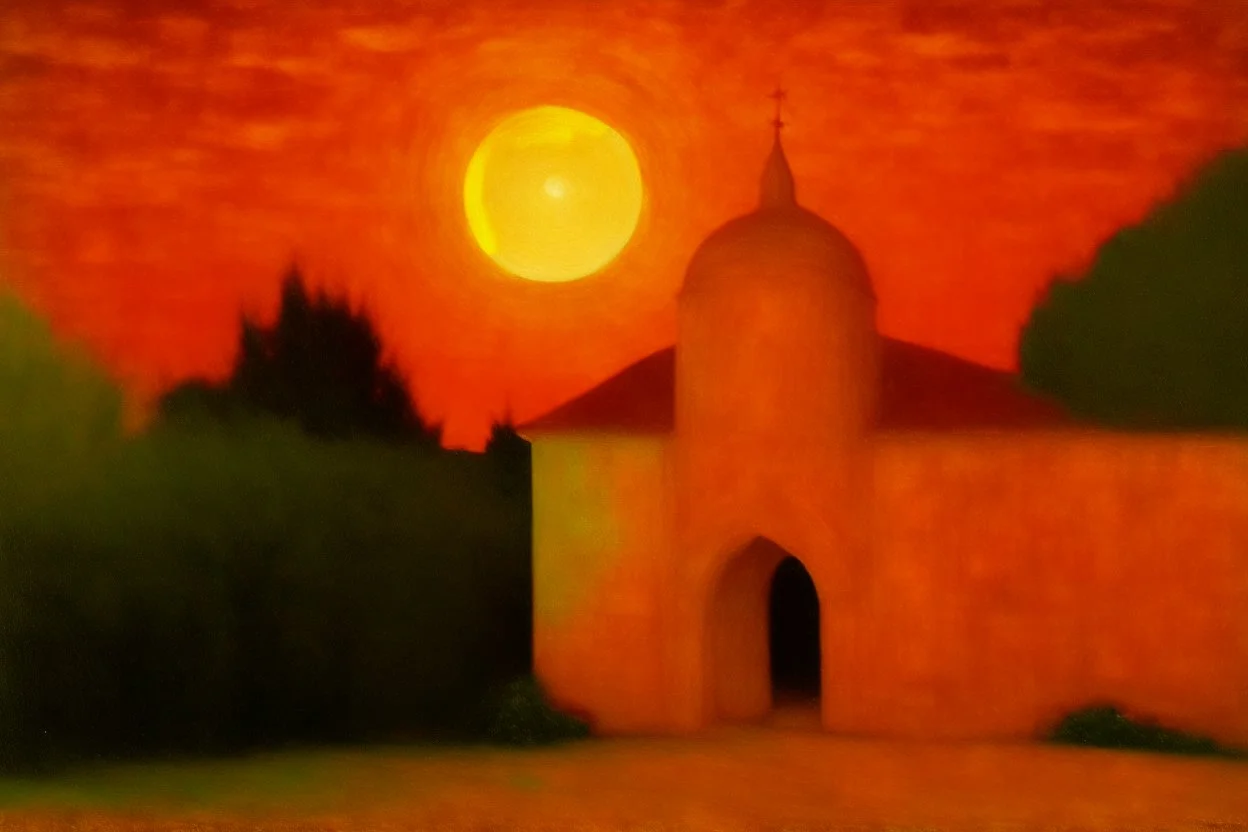 A light yellow heavenly ruins painted by Georges Seurat