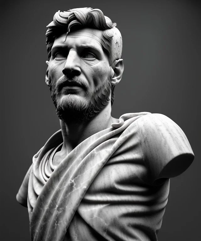 Simetric, roman sculpture, marble material, Lionel Messi model, migel angel style, God light, 4k resolution, intricate details, ornate details, soft lighting, unreal engine 5.