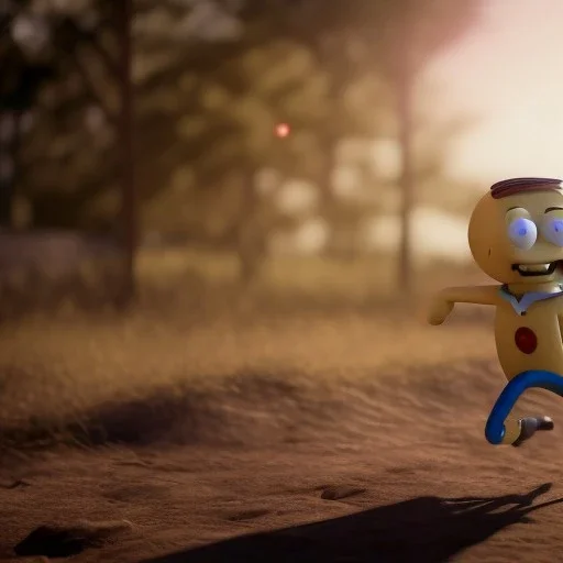 Mr. Peanut running away from an alien spaceship