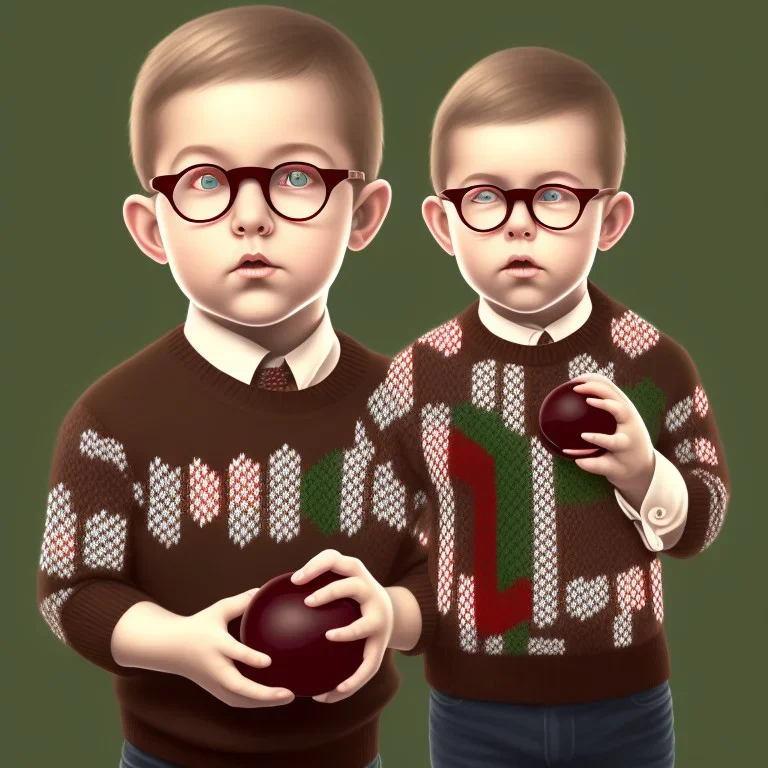 peter billingsley chubby kid with glasses, ((Dark red))soap bar, ((brown))argyle sweater