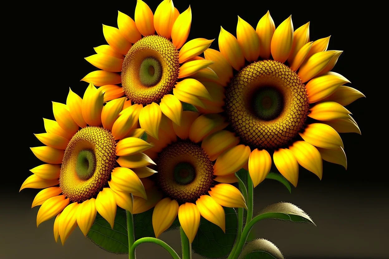 3d,sunflowers