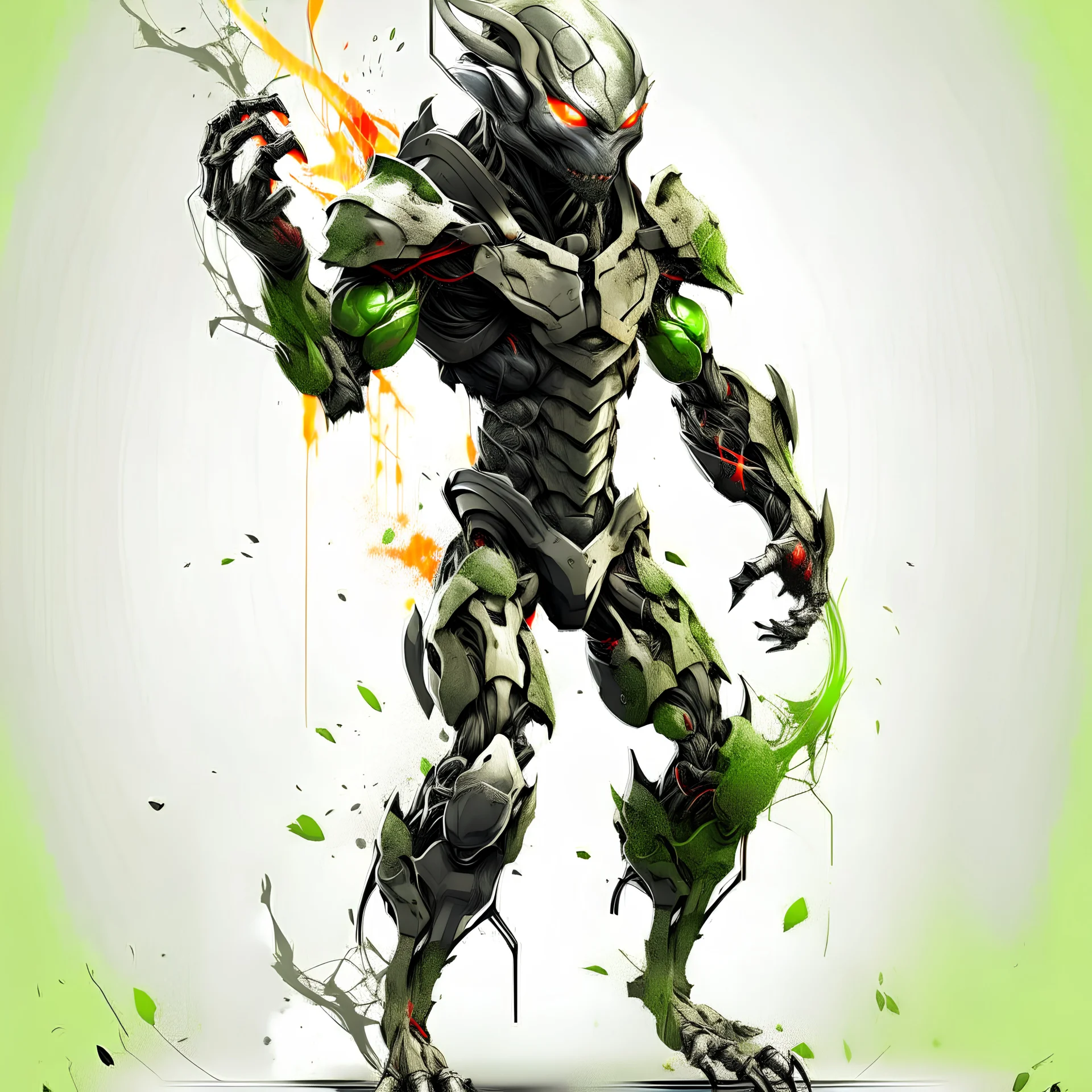 the goblin from spider man fuse venom, abstract, beautiful digital artwork, dren from splice, helghast, criterion collection, full body shot, light colored background, romantic illustration's, bamileke art ,3d art