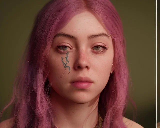 ying in the bathroom, photorealistic illustration, Billie Eilish