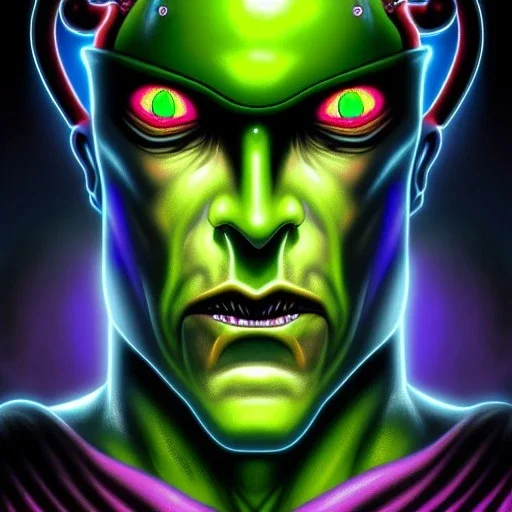 ultra detailed portrait of Brainiac villain , extremely detailed digital painting, extremely detailed face,crystal clear eyes, in the style of robert e howard and pablo oliveira and Ken Kelley and Keith Parkinson ,mystical colors,perfectly centered image, perfect composition, rim light, beautiful lighting,8k, stunning scene, raytracing