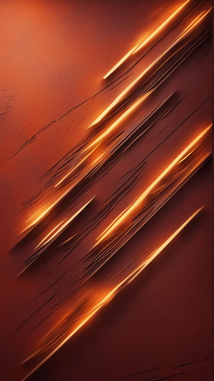 Hyper Realistic Glowing-Golden-Diagonal-Intersecting-Lines on rustic-orange-&-maroon wall with embers