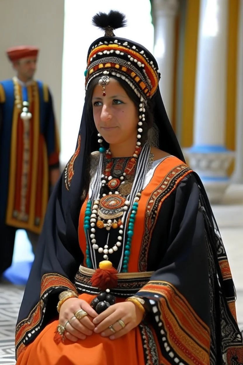 A Libyan woman wearing a traditional Libyan dress