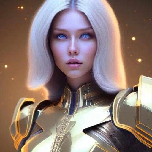 Beautyful woman,galactic , cosmic armor,hair long blond, blue eyes, happy cosmic, bright colors, blue, pink, realistic, photo real, clear sunny background, highly detailed, high contrast, 8k high definition, unreal engine 5, extremely sharp detail, light effect, sunny light background