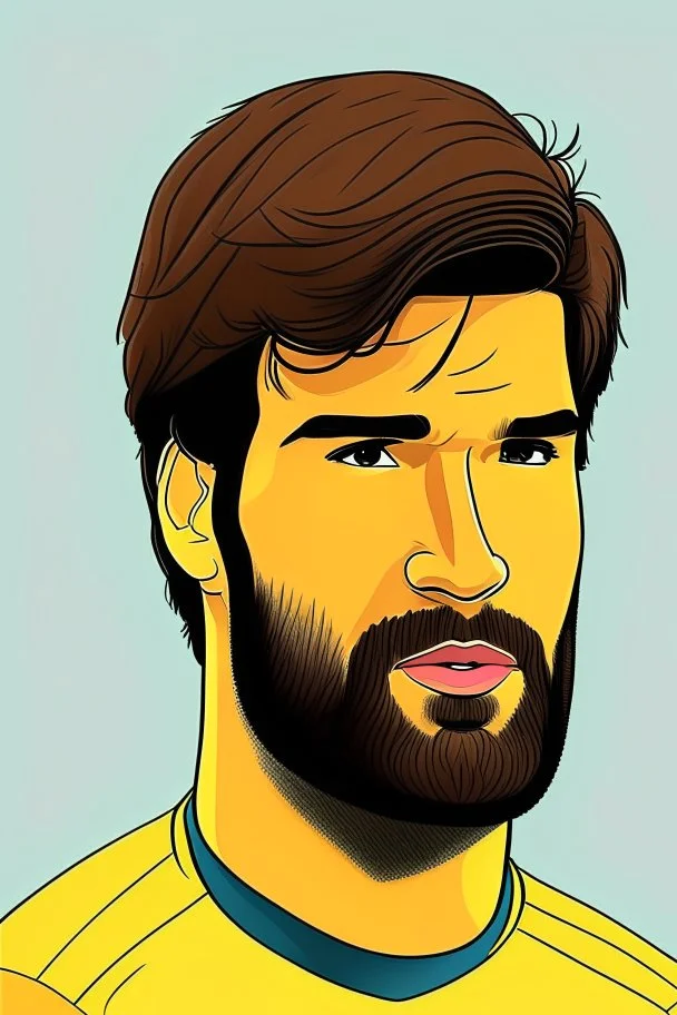 Alisson Becker Brazilian football player ,cartoon 2d