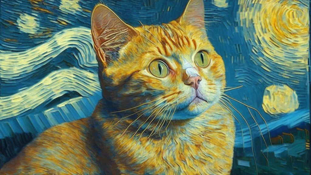 Portrait of a cat by Van Gogh