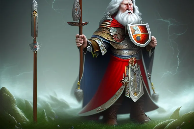 scandinavian wizard with shield