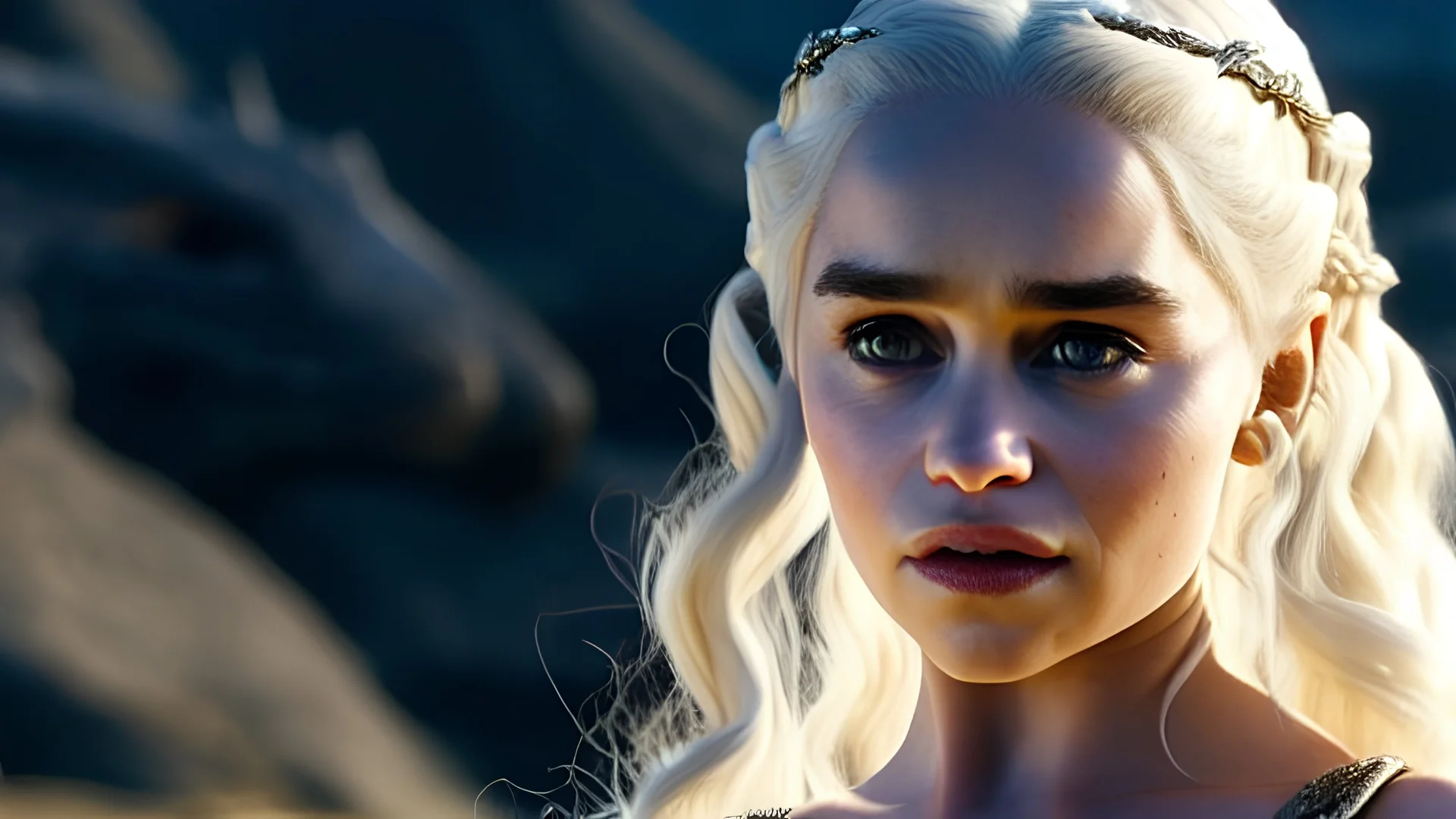 whole body image of beautiful 20 year-old Emilia Clarke as Daenerys Targaryen from Game of Thrones, HD 4K, sharp detail, photorealistic accurate face and features, cinematic lighting