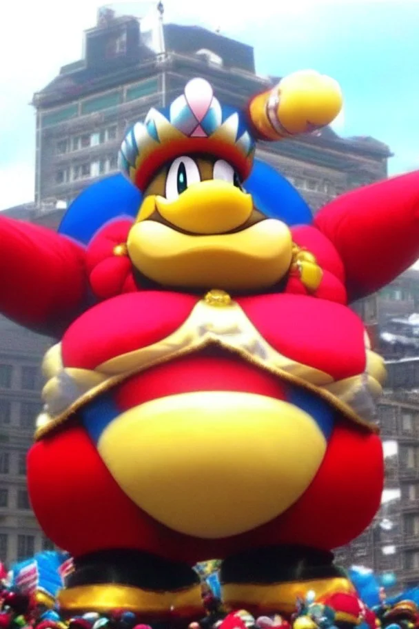 macy's day parade float of giant king dedede from kirby final boss