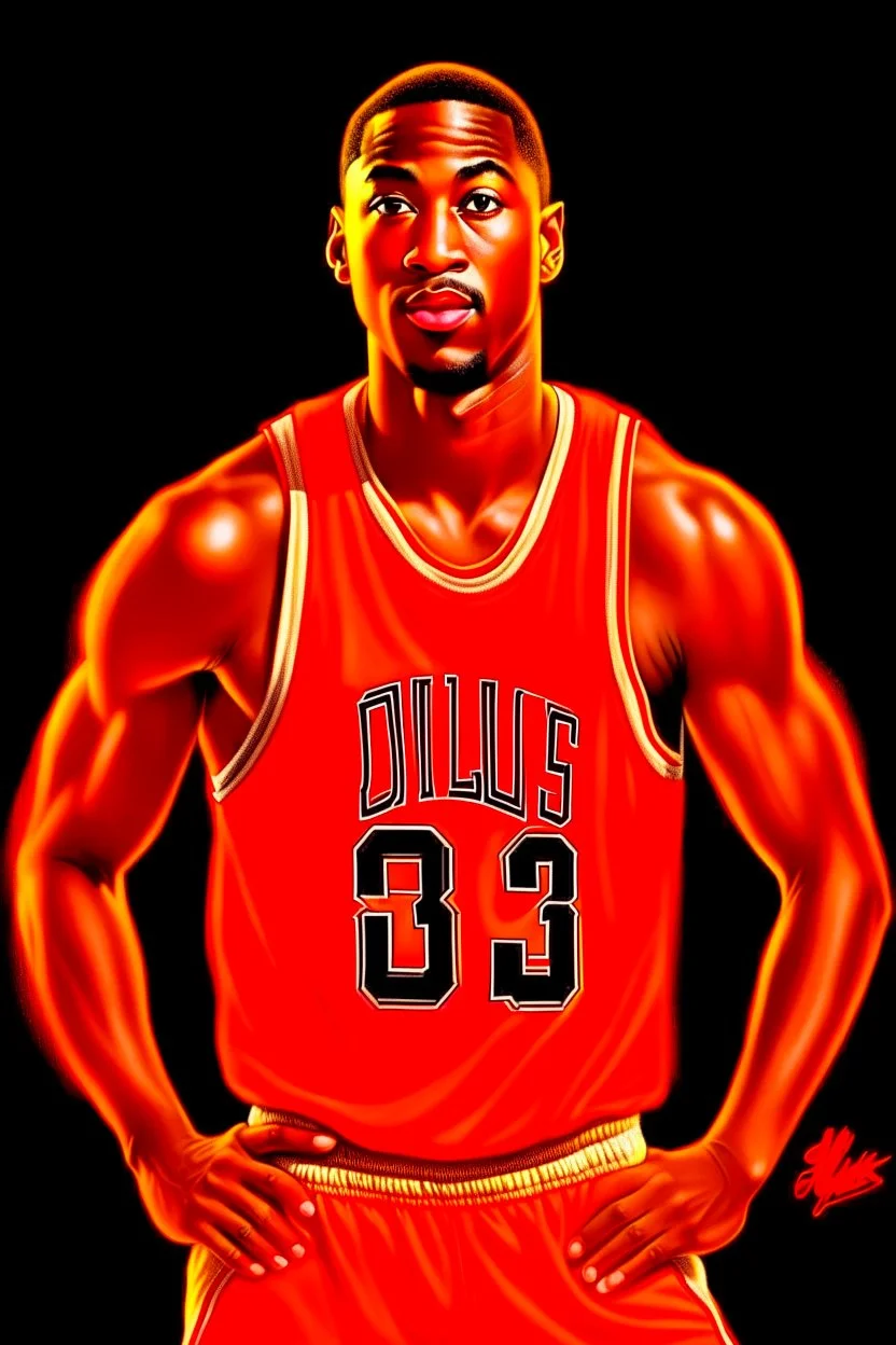 michael jordan with orange jersey, realistic photo